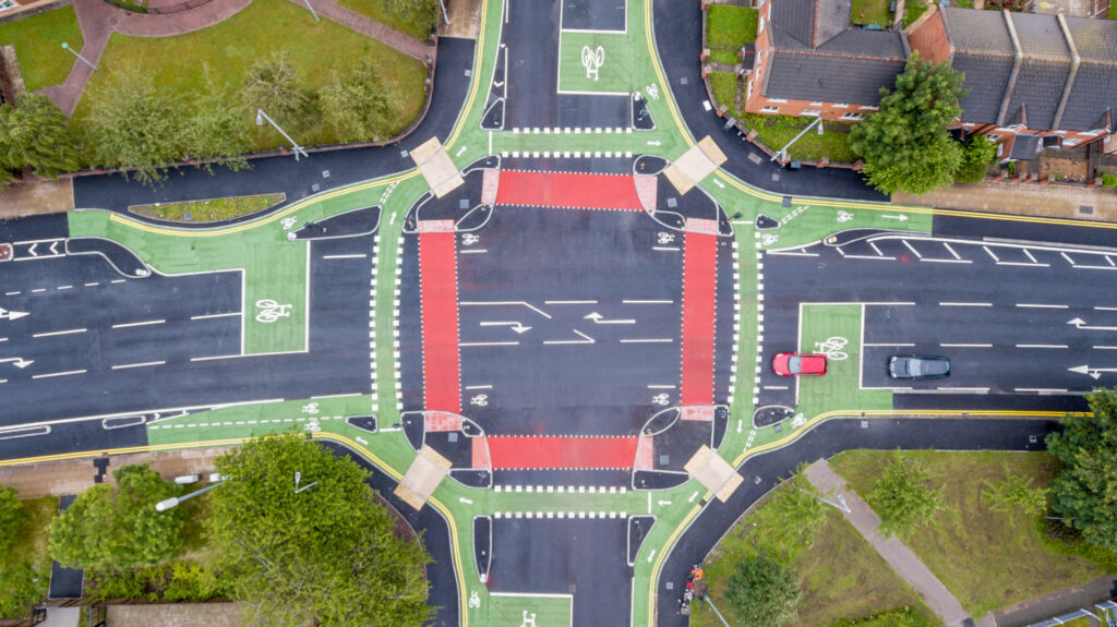 Aerial view of the CYCLOPS junction at Royce Road, Manchester